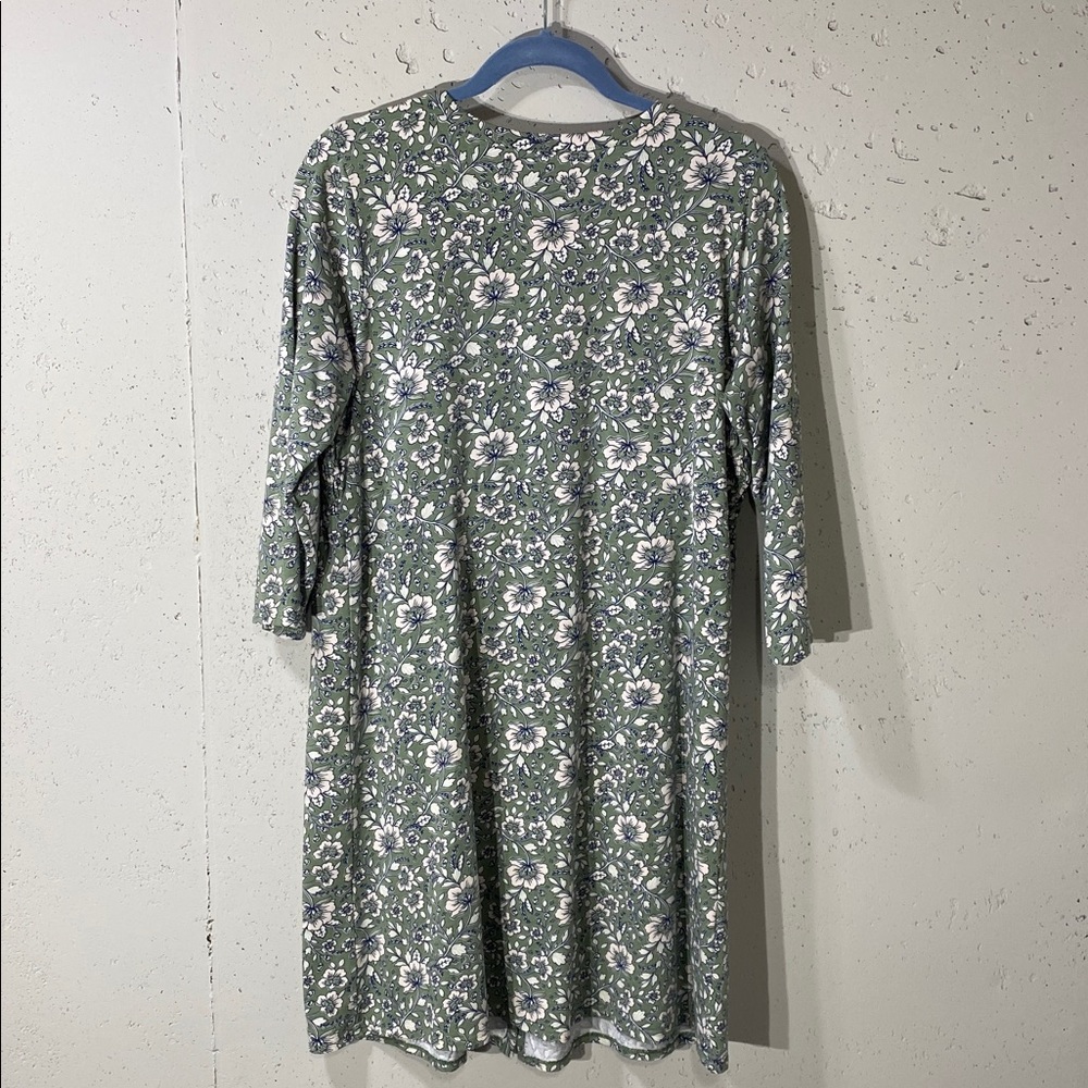 J. Jill Sage Green Floral Smocked Midi Dress - Picture 3 of 7